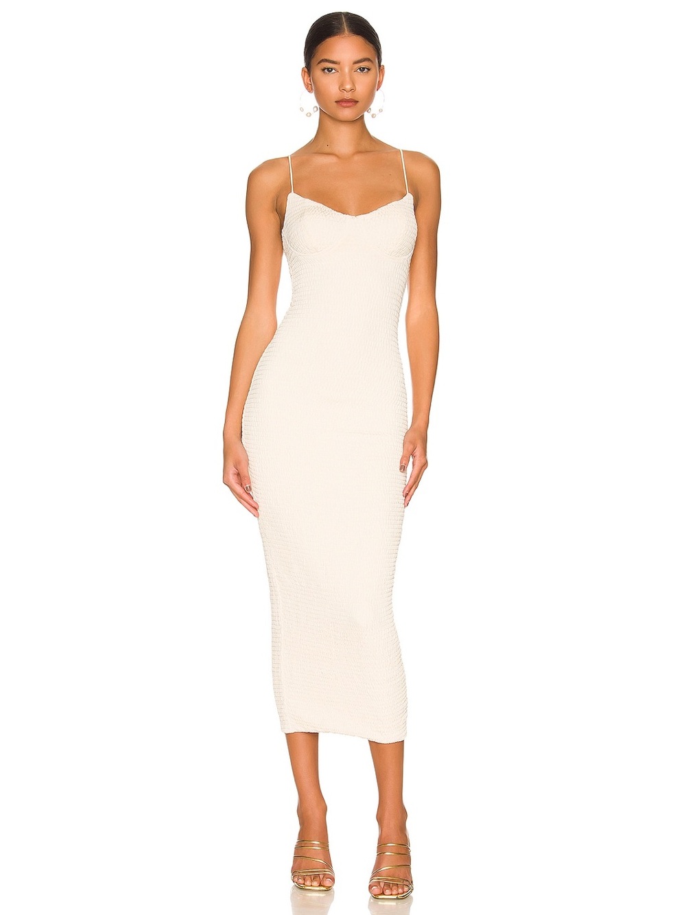 Misha Katy Midi Dress in Pearl Smocked Bodycon Bustier NWT
